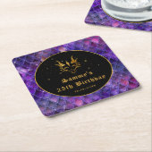 パープルドラゴンはかりで測金ゴールドフェイクグリッター誕生日 スクエアペーパーコースター (アングル)