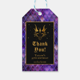 パープルドラゴンはかりで測金ゴールド誕生日ありがとう ギフトタグ