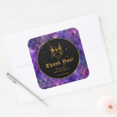 パープルドラゴンはかりで測金ゴールド誕生日ありがとう スクエアシール (封筒)