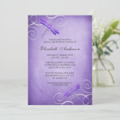 パープルドラゴンフライ スワール ブライダルシャワー 招待状 (スタンド正面)