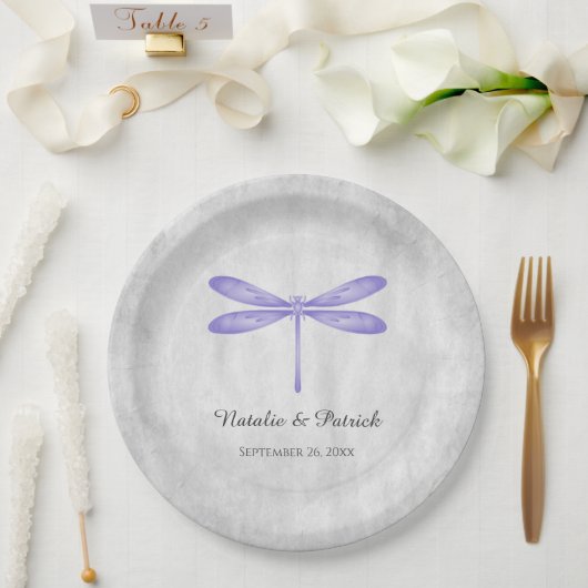 パープルドラゴン結婚フライ紙プレート ペーパープレート (ウェディング)