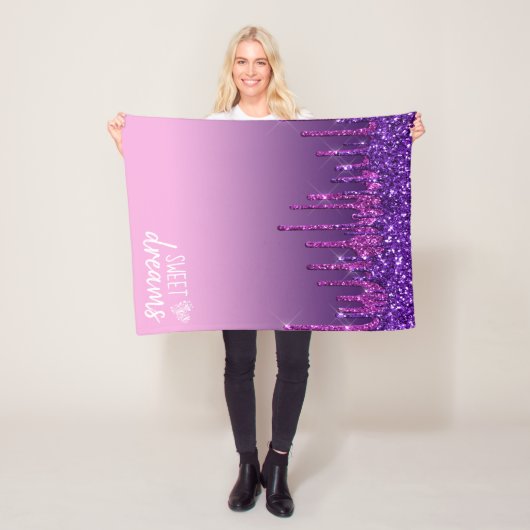 パープルドリッピンググリッタースウィートドリームズ フリースブランケット (インサイチュ)