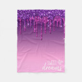 パープルドリッピンググリッタースウィートドリームズ フリースブランケット (正面)