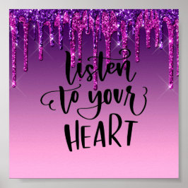 パープルドリッピンググリッター感動的引用文ポスター ポスター