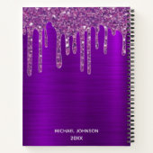 パープルドリップガーリーグリッターモノグラムスケッチブック ノートブック (裏面)