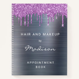 パープルドリップグリッターシルバーブラシ仕上げメタル予約 ノートブック
