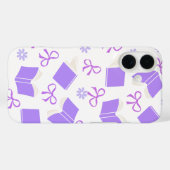 パープルドリーミー本とリボンパターン Case-Mate iPhoneケース (裏面 (横))