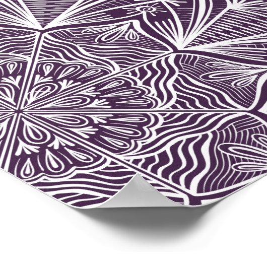 パープルドリームエレガントタイポグラフィマンダラアートモダン ポスター (角)