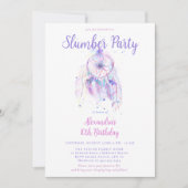 パープルドリームキャッチャースランバーパーティーガールズ誕生日 招待状 (正面)