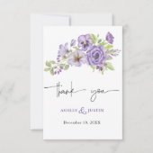 パープルドリームススタイリッシュ花模様サンキューカード (正面)