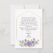 パープルドリームススタイリッシュ花模様サンキューカード (裏面)