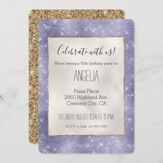 パープルドリームスパークル 招待状 (正面/裏面)