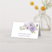 パープルドリームズスタイリッシュ花模様折り畳み座席表 プレイスカード (裏面)