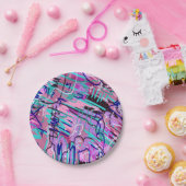 パープルドリーム表現抽象芸術プリント ペーパープレート (パーティー)