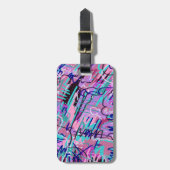 パープルドリーム表現抽象芸術プリント ラゲッジタグ (正面縦)