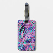 パープルドリーム表現抽象芸術プリント ラゲッジタグ (裏面縦)