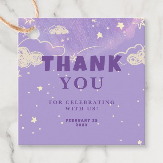 パープルドリーム赤ちゃんシャワーありがとう フェイバータグ (正面)
