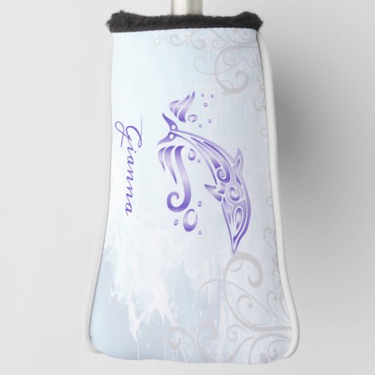 パープルドルフィンパーソナライズされたゴルフヘッドカバー ゴルフヘッドカバー (回転90)