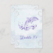 パープルドルフィ結婚ンのテーブルカード 招待状 (正面/裏面)