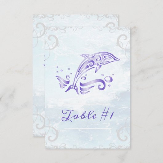 パープルドルフィ結婚ンのテーブルカード 招待状 (正面/裏面)