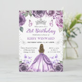パープルドレスの金髪プリンセスの誕生日 招待状 (スタンド正面)