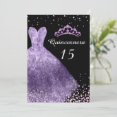 パープルドレスガウンキンセアニェラ15thバースデーパーティー 招待状 (スタンド正面)