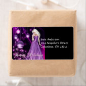 パープルドレスガールクリスマス住所 シール (インサイチュ)