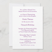 パープルドレスキンセアニェラ15thバースデーパーティー 招待状 (裏面)