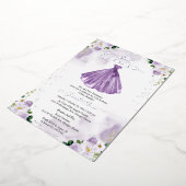 パープルドレスキンチェネラ 箔招待状 (回転した状態)