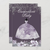 パープルドレスグリッタードレスキンセアニェラ招待状 招待状 (正面/裏面)
