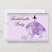 パープルドレスグリッターバチェロレッテ招待状 招待状 (正面)