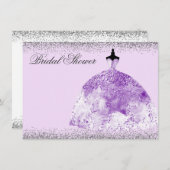 パープルドレスグリッターブライダルシャワー招待状 招待状 (正面/裏面)
