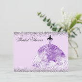 パープルドレスグリッターブライダルシャワー招待状 招待状 (スタンド正面)