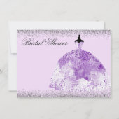 パープルドレスグリッターブライダルシャワー招待状 招待状 (正面)