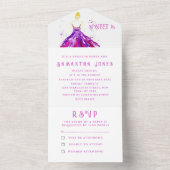 パープルドレススウィート16フローラ16 ガーリー エレガント オールインワン招待状 (内側)