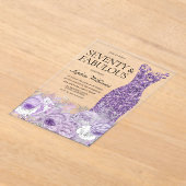 パープルドレスセブン&ファブラス70誕生日 アクリル招待状 (レイダウン)