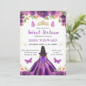 パープルドレスダークスキンプリンセススウィート16 招待状 (スタンド正面)