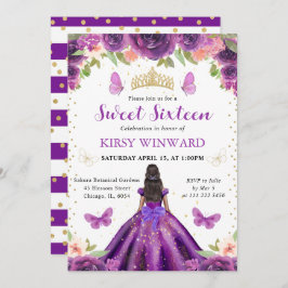 パープルドレスダークスキンプリンセススウィート16 招待状