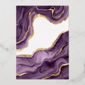 パープルドレスフローラ蝶キンセアニェラ金ゴールド 箔招待状 (裏面)