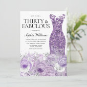 パープルドレスフローラ30歳の誕生日 招待状 (スタンド正面)