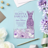 パープルドレスフローラ80ファブラス80誕生日 アクリル招待状 (インサイチュ (ウェディング))