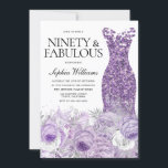 パープルドレスフローラ90th誕生日 招待状<br><div class="desc">パープルドレスフローラ90th誕生日パーティー招待状ニッチとネストストアのマッチングコレクションを参照</div>