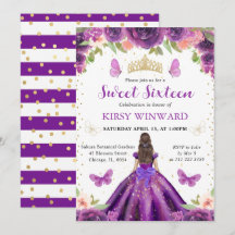 パープルドレスブルネットプリンセススウィート16