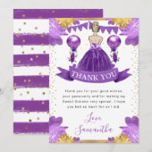 パープルドレスブロンドプリンセススウィート16 サンキューカード (正面/裏面)