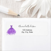 パープルドレスホワイトエレガント差出人住所 ラベル (インサイチュ)