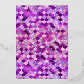 パープルドレスマーメイドテールキンセアニェラ金ゴールド 箔招待状 (裏面)