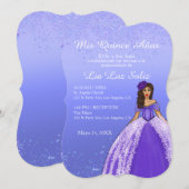パープルドレス ヴィンテージテイストのキンセアニエラ 招待状 (正面/裏面)