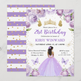 パープルドレス 黒い肌のプリンセス 誕生日 招待状