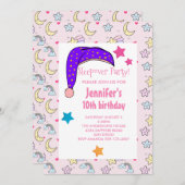 パープルナイトキャップスリープバースデーパーティー 招待状 (正面/裏面)