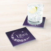 パープルナイトスカイリブラスクエアコースター ガラスコースター (アングル)